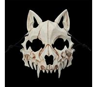 JYMSB Animal crâne Masque Halloween Cosplay, Tigre Ye Yaksha Dragon Dieu Tengu Tortue Noire Ninja, résine Chien crâne os Dents Effrayant Horreur Diable Loup Loup-Garou Masque Costume F