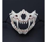 JYMSB Animal crâne Masque Halloween Cosplay, Tigre Ye Yaksha Dragon Dieu Tengu Tortue Noire Ninja, résine Chien crâne os Dents Effrayant Horreur Diable Loup Loup-Garou Masque Costume B, XL