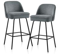 JYMTOM Lot de 2 tabourets, revêtus d'un mélange de Coton et du Lin, dotés de Coussins en Mousse épaisse et Moelleuse et d'un Rembourrage à Ressorts Les Bars,Cuisines, Salons et Les Jardins (2, Gris)