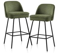 JYMTOM Lot de 2 tabourets, revêtus d'un mélange de Coton et du Lin, dotés de Coussins en Mousse épaisse et Moelleuse et d'un Rembourrage à Ressorts Les Bars,Cuisines, Salons et Les Jardins (2, Vert)