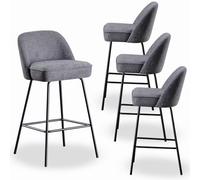 JYMTOM Lot de 4 tabourets, revêtus d'un mélange de Coton et du Lin, dotés de Coussins en Mousse épaisse et Moelleuse et d'un Rembourrage à Ressorts Les Bars,Cuisines, Salons et Les Jardins (4, Gris)