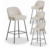 JYMTOM Lot de 4 tabourets, revêtus d'un mélange de Coton et du Lin, dotés de Coussins en Mousse épaisse et Moelleuse et d'un Rembourrage à Ressorts Les Bars,Cuisines, Salons et Les Jardins (4, Beige)