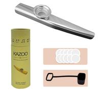 JYNVO 1 Kazoo Instrument de Musique (Argent), avec 10 Membranes, Étui de Protection & Tube, instrument musical original - éveille Créativité & Chant, idéal pour Ukulélé Guitare Partenaire & Débutants