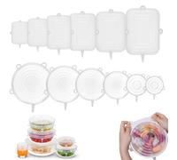 JYNVO 12 Couvercles en Silicone Extensibles, Réutilisables & Hermétiques, Mix Formes Rond & Carré pour Éviter les Odeurs, Idéal pour Réfrigérateur,canettes & Pâtisserie