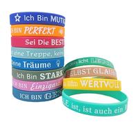 JYNVO 12 pièces Bracelets de motivation enfants en français 18cm Bracelet en silicone Cadeaux d'anniversaire enfants Cadeau d'encouragement pour la rentrée scolaire Cadeau d'adieu