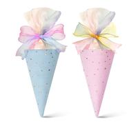 JYNVO 2 coffrets cadeaux, sacs cadeaux, cornets transparents pour bonbons avec ruban coloré, sacs d'emballage pour cornets, petits sachets de bonbons Coffrets cadeaux pour étudiants