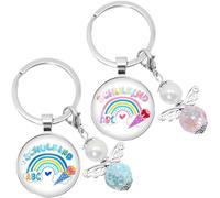 JYNVO 2 Pcs Cadeau de rentrée des classes, Porte-clés ange gardien de remplissage, Rentrée scolaire, Porte-bonheur, Boîte cadeau pour garçons et filles, Cadeau