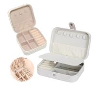 JYNVO 2 Pièces Boîte à bijoux de voyage Blanc & Blanc, Boîte à Bijoux Compacte pour Voyage avec Multi-Compartiments, Rangement Portable pour Boucles d'Oreilles, Colliers, Bagues,pour Femmes
