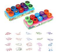 JYNVO 20pcs Tampons encreurs pour enfants, Animaux et Dinosaures, Auto-encreurs Tampon Encreur Enfant, Tampons encreurs mignons de dessin animé, pour la Motivation et Encourager les Élèves