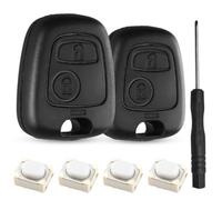 JYNVO 2pcs Coque Clé Peugeot pour Peugeot 106 206 107 207 306 307 406 407, Citroen C1 C2 C3 C4 C5 Xsara Picasso Saxo Berlingo Boitier Clé, Telecommande Coque Clef Citroen - 4 Boutons avec Tournevis