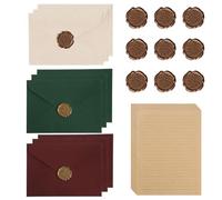 JYNVO 38 PiècesL'ensemble de Papeterie Vintage Papier, Avec 9 Enveloppes de Papier Vintage, 20 Papier à Lettre Kraft Vintage et 9 Autocollants de Sceau en Cire, Adecuado para el día de San Valentín