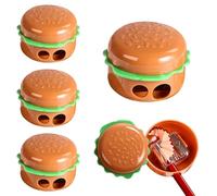 JYNVO 4 Pièces Hamburger Taille-Crayon avec Reservoir en Plastique 2 Trou Manuel Taille Crayon Coloré, taillecrayon avec récipient petit, pour Étudiants, École, Maison, Fournitures de Bureau
