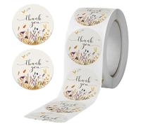 JYNVO 500pcs 25MM Étiquettes Merci Autocollants Rond Sticker gommette de Remerciement Auto-adhésif Forme Eucalyptus Décoration Scrapbooking DIY Cadeau pour Carte Faveur de Mariage Fête Emballage