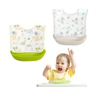 JYNVO Bavoirs Bebe Imperméable 2 bavoirs bébé (motif dinosaure + astronaute, adaptés aux scènes de repas bébé)