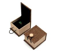 JYNVO Boîte à Bague Jute & Effet Bois, Boîte de Bijoux avec Fermeture à Clips, Antichoc & Facile à Ranger, Bagues de fiançailles, coffrets cadeaux pour la Saint-Valentin,Portative pour Voyage