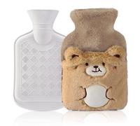 JYNVO Bouillotte Peluche Bébé Ours Brun, Eau Chaude pour Douleur Relief, Housse Amovible & Lavable, pour Noël et Hiver,Mère, Fille, Petite Amie,Aîné (500ml)