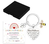 JYNVO Cadeau Maitresse Porte Clés Cadeaux Maitresse Femmes Hommes Cartes Remerciement Porte Clés Cadeau Remerciement pour Enseignant de Maternelle - Cadeau de Fin d'études pour Doyen Professeur
