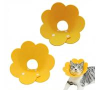 JYNVO Colerette Chat Anti Léchage,Collier Réglable Anti-Griffures[Jaune & Bleu] - Collier pour Chat après Chirurgie(Taille S, 3 à 6 livres)
