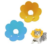 JYNVO Colerette Chat Anti Léchage,Collier Réglable anti-Griffures[Jaune & Bleu] - Collier pour chat après chirurgie