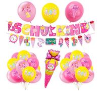 JYNVO Décoration School Kids 2025 pour inscriptions scolaires, bannière pour élèves, bannière en forme de cône de bonbons, 15 ballons en aluminium à motif de cône ABC 123