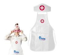 JYNVO Déguisements Docteur Enfant, Docteur Tablier et Chapeau Set, Blouse Blanche Enfant, Costume De Médecin Pour Enfants, Jeu De Rôle, Costume D'Infirmière Pour Enfants