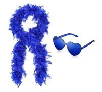 JYNVO Lot de 2, boa en plumes et lunettes de soleil en forme de cœur, adaptés aux femmes et aux adolescentes, aux costumes d'enterrement de vie de jeune fille, d'Halloween, de mascarade