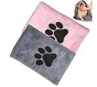 JYNVO Lot de 2 serviettes pour chien, 75 x 35 cm, Serviette pour Chien Doux Séchage Rapide Microfibre, Accessoires de Bain, Serviete Absorbante pour Chats, Chiens ou Autres Animaux, Gris, Rose