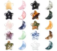 JYNVO Lot de 20 pierres cristallines - 10 étoiles & 10 lunes - Pierres porte-bonheur, Chakras, Réiki - Couleurs aléatoires - Idéal pour la méditation et la décoration - cadeau parfait