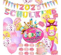 JYNVO Lot De 28 DéCorations De RentréE Des Classes Pour Lass, RentréE Scolaire, Ballons Pour Lass, Contenu De La RentréE Des Classes, Ballons Rose, Autocollants, Rubans Plats, Paillettes