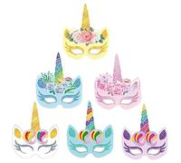 JYNVO Lot de 6 Masque Enfant Licorne, Masques pour Enfants Animaux, Masques pour Halloween Cosplay Activités Enfants Carnaval Activité Anniversaire