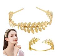 JYNVO Serre Tete Couronne Femme, Bandeau Cheveux Femme, Couronne de Laurier Doré, Bandeau Grecque Romain Coiffe Cheveux Couronne Femme Accessoires, avec 1 Anneaux de bras