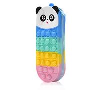 JYNVO Trousse à Crayons en Silicone, Trousse Porte-Stylos Panda Ours, Anti Stress Trousse, Pop it Trousse, Trousse a Crayon Kawaii pour Filles Garçons