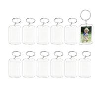 JYNXOR 12 Pièces Porte-clés Photo en Acrylique avec Insert Image, Trousseau Transparent, Porte-Clés Photo, Porte Clef Photo Vierge en Acrylique, Porte Clés Cadres Photo Transparents avec Anneau Brisé