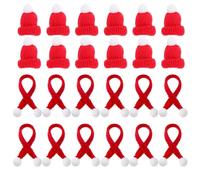 JYNXOR 12pcs mini bonnets de Noël et 12pcs Mini Chapeau De Noël, Pour les œufs, les bonbons, les bouteilles(Rouge)