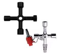 JYNXOR 2 Pcs Clé Triangulaire 4 Voies Universelle Multifonction, Clé Triangle Poubelle, Clé Armoire Electrique, Clé Utilitaire pour Boîtes Électriques, Gaz, Eau, Compteurs Électriques et Armoires