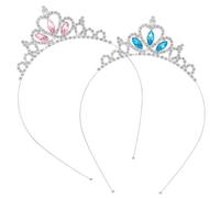 JYNXOR 2 Pcs Diadème de Princesse en Cristal pour Femme, Pour Concours de Beauté, Concours de Beauté, Accessoires pour Cheveux, Pour Anniversaire, Mariage, Halloween, Fête De Noël, M