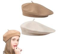 JYNXOR 2 Pièces Chapeau Béret Français, Basque Adulte, Femmes Classique Français, Casquette, Chapeau Thème Déguisement, Femme Hiver Chaud, Taille Unique (Beige, M Arron)