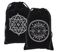 JYNXOR 2 Pièces Pochons Tarot en Velours Premium - Sac de Protection pour Cartes Divinatoires, Pendule & Outils Mystiques - Double Pochette avec Cordon - Idéal Voyance, Cartomancie et Rituels (Noir)