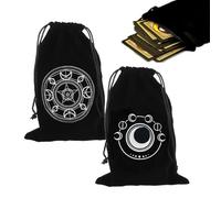 JYNXOR 2 Pièces Pochons Tarot en Velours Premium, Sac de Protection pour Cartes Divinatoires, Pendule & Outils Mystiques, Double Pochette avec Cordon - Idéal Voyance, Cartomancie et Rituels