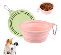 JYNXOR 2 Pièces Silicone Gamelle Pliable pour Chien(Rose et Vert), Gamelle pour Chien Retractable Il y a des Crochets(350ml), Convient pour Les Voyages à l'extérieur gamelle Chiot