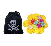 JYNXOR 20 Pièces Set de Pierres Précieuses Pirates Avec 10 Pièces D'or Pirates et 10 Pierres Précieuses Pirates,Trésor de Pirate Pour Enfants,Cadeau de Chasse Au Trésor pour Coffre Trésor