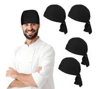 JYNXOR 4 Pièces Toque de Chef Bandana, Bandana Chef Ajustable Chapeau, Toque de Cuisinier, Foulard de Cuisine Chapeau de Travail Unisexe Idéal pour Restaurants, Cuisines, Boulangeries, Cafés