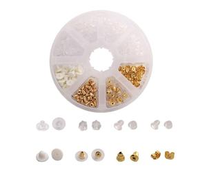 JYNXOR 400 Pièces Fermoirs de Boucles d'Oreilles 8 Styles Boucles d'oreilles à Tige Créoles Fermoirs Poussoirs Clips Bullet Papillon Forme en Métal en Caoutchouc Plastique Sécurisé Fermoirs Bouchons