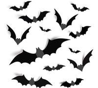 JYNXOR 48 Pièces 3D Grande Chauve Souris Halloween, Horreur Chauve Souris Stickers Muraux, Effrayant Réaliste Chauve Souris Decoration Halloween Interieur pour Fenêtre, Mur, Porte, Fête Déco