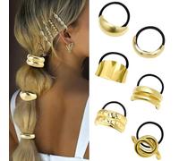 JYNXOR 6 Pcs Manchette de Cheveux, Or Bijoux Cheveux, Élastique Bijoux Cheveux, Chouchou Doré Élastiques, Élastiques à Cheveux en Métal, Elastique Cheveux pour Queue de Cheval Corde de Cheveux