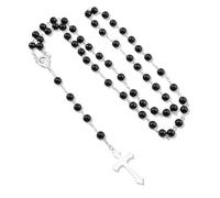 JYNXOR Chapelet de perles de cristal, collier de croix catholique, médaille du sol sacré et Crucifix,Collier Chapelet Croix Catholique, pour Chrétiens Catholiques Communion Religieuse, Baptême, Messe