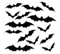 JYNXOR Lot de 60 stickers muraux en 3D pour Halloween Motif chauve-souris en 4 tailles différentes en PVC imperméable Noir effrayant Amovible DIY