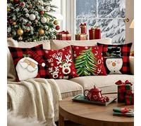 JynxtoyZeal Lot de 4 Housses de Coussin de Noël Housse de Coussin Deco Noel Taies d'oreiller en Polyester D’Hiver Deco de Noel Housse Coussin Idéal pour la Décoration Intérieure