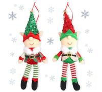 JynxtoyZeal Lutin Pendentif de Noël en Peluche 2 Pièces Lutin Pendentif Poupée Elfes en Peluche Noël Cadeaux pour Enfants Decoration Arbre de Noel