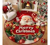 JynxtoyZeal Paillasson de Noël, Circulaire Tapis de Sol de Noël, Tapis de Bain Antidérapant, Décoration Noël Tapis, Motif de Noël Tapis pour Salon Chambre Couloir Salle 60 x 60cm